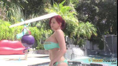Fat Boobs And Porn Redhead Bombshell Tessa Fowler Posing By The Pool, Topless Video on lovepornstars.com