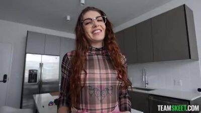 Adorable roommate Brenna Mckenna with glasses gets face fucked on lovepornstars.com