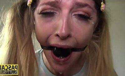 Gagged and bound teen gets throat and pussy fucked roughly on lovepornstars.com