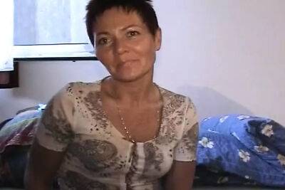 Old and short haired German lady dildoing her muff after a shower - Germany on lovepornstars.com